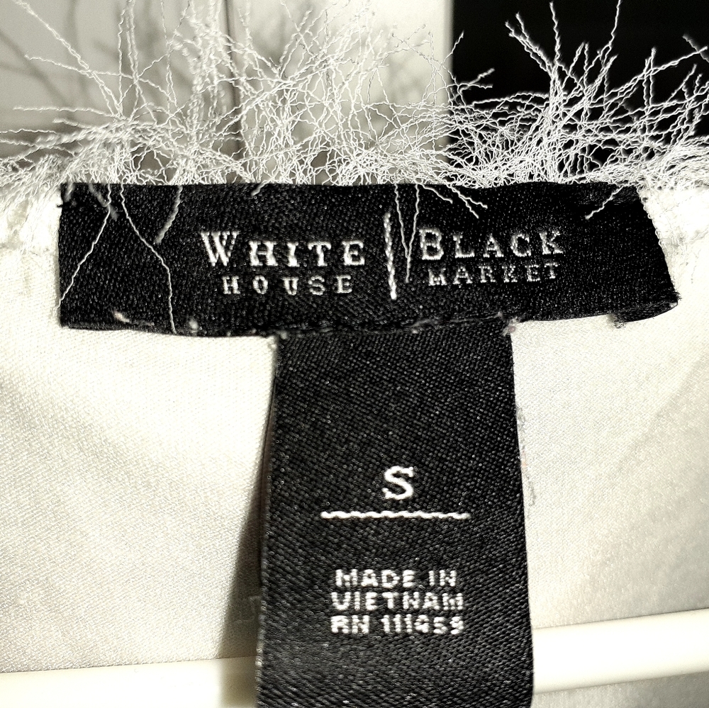 White shirt with silver sparkles, faux fur, womens size small - Picture 11 of 11